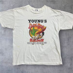 Holland Apparel Vintage 1993 Young's Lazy Dog Saloon White Tee Men's Size XL